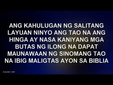 Ang Mabuting Daan Rewind: LAYUAN NA ANG HINGA AY NASA KANIYANG MGA BUTAS NG ILONG (Bro. Eli Soriano)